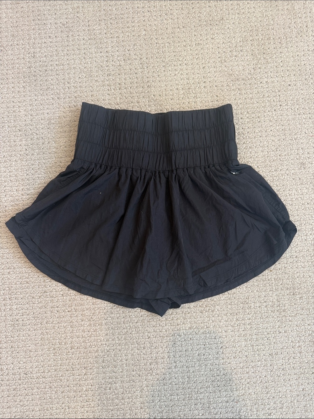 Free People Black Smocked High-Waist Skort